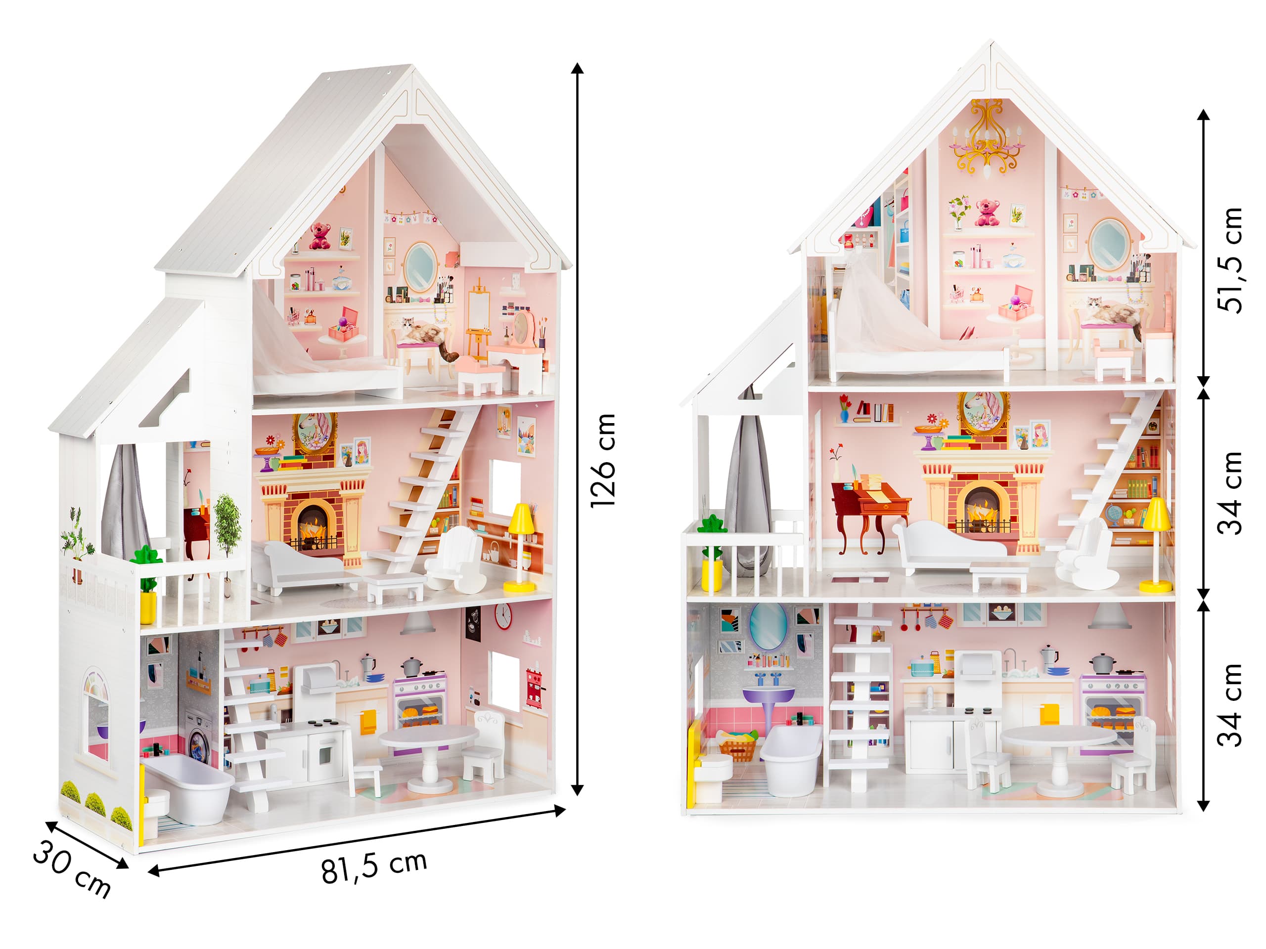 Drewniany domek dla lalek xxl rezydencja pudrowa ecotoys