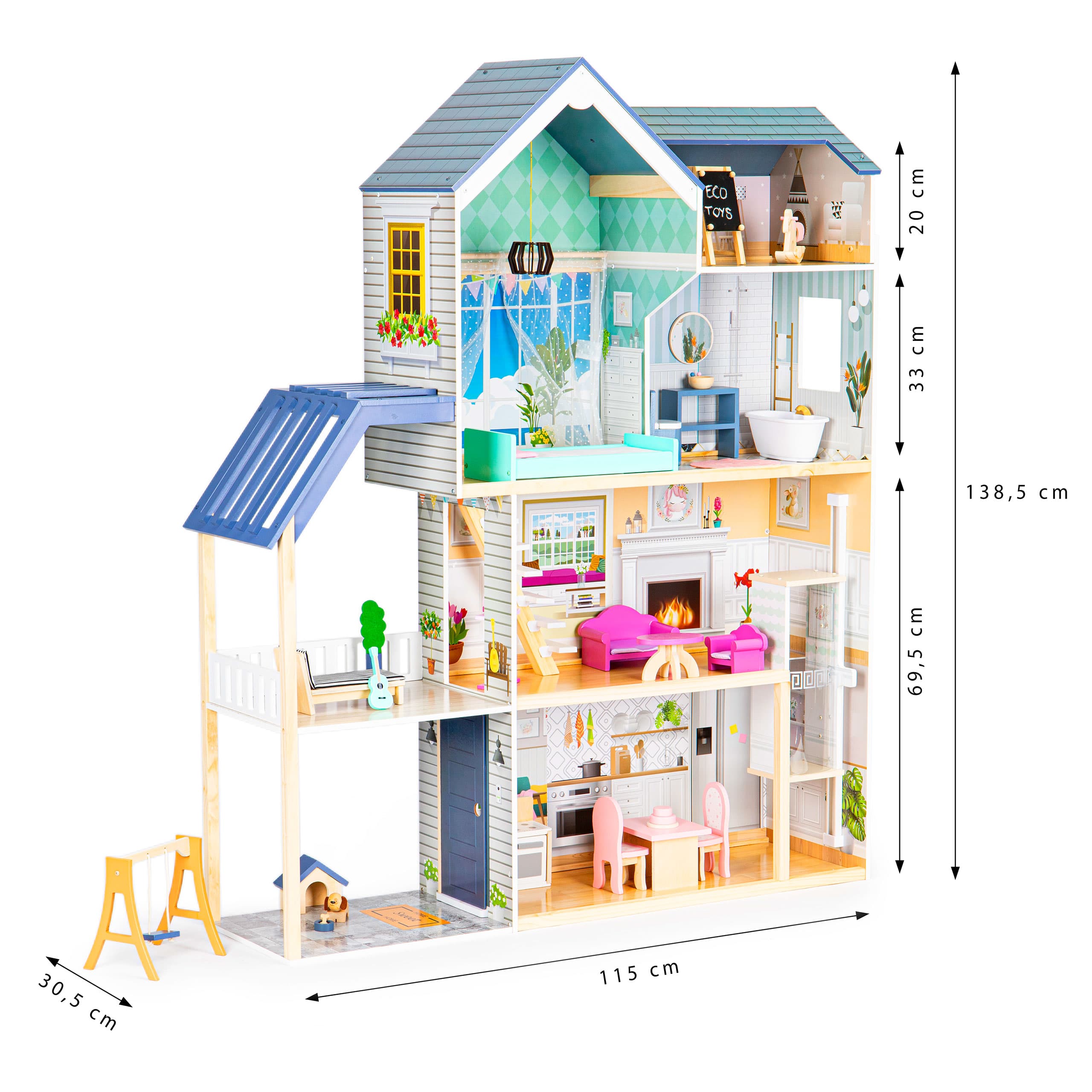 Domek dla lalek xxl rezydencja maya 28 el. ecotoys