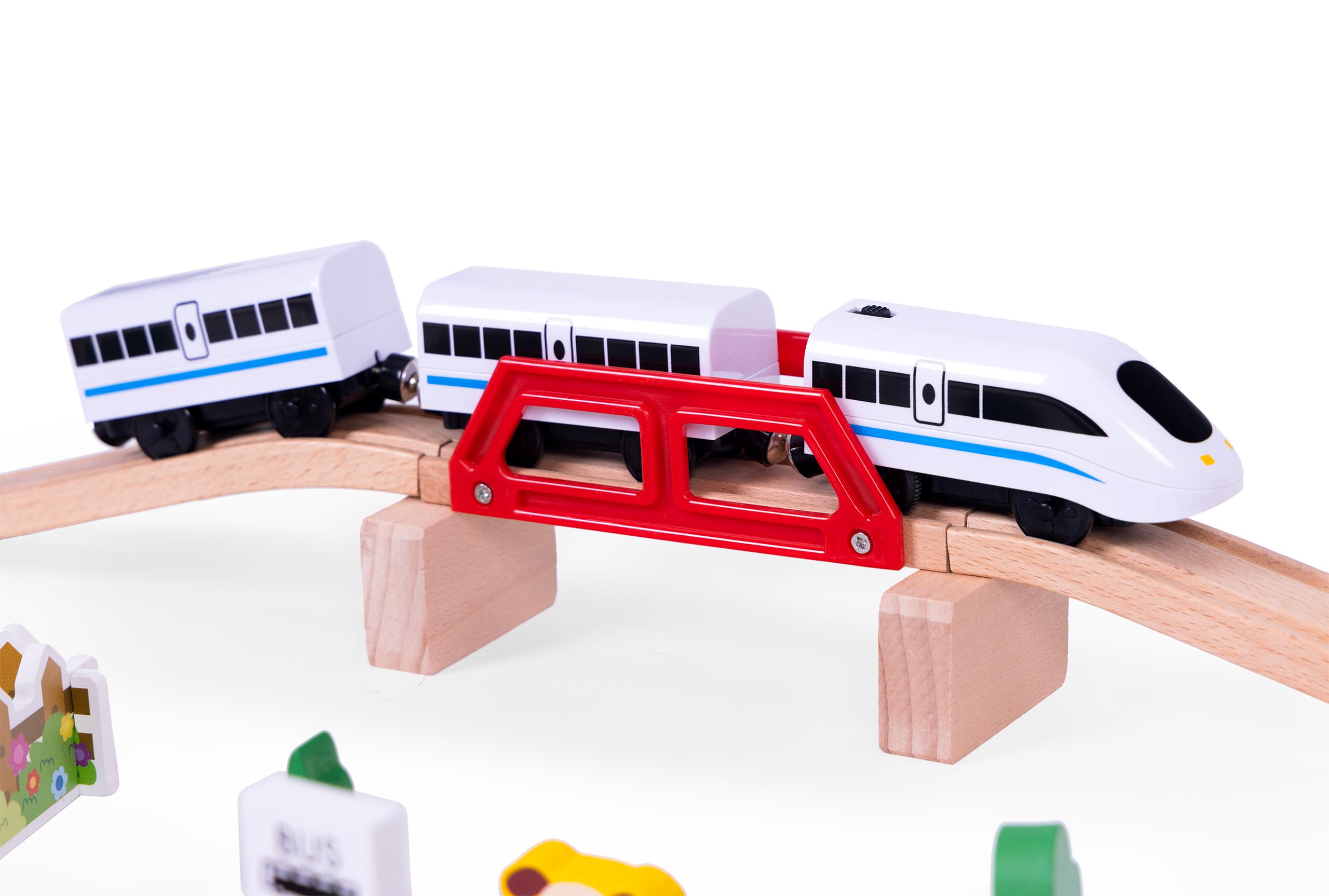 Drewniana kolejka tor pociąg na baterie ecotoys