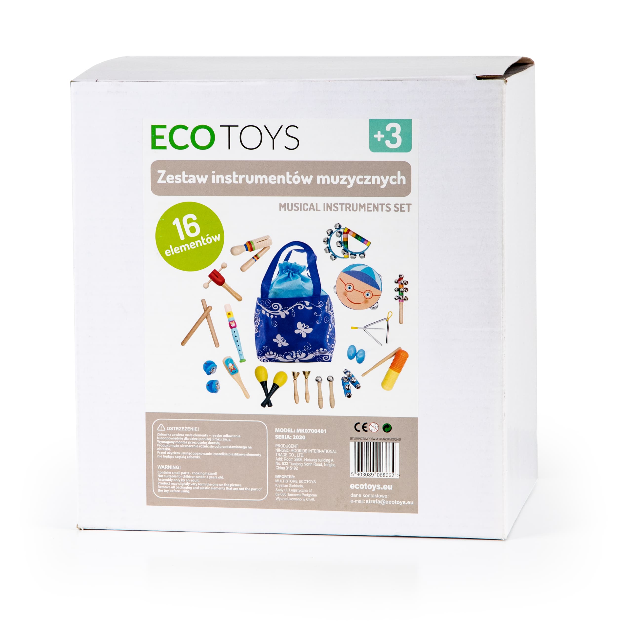 Zestaw muzyczny 16 instrumentów + torba ecotoys