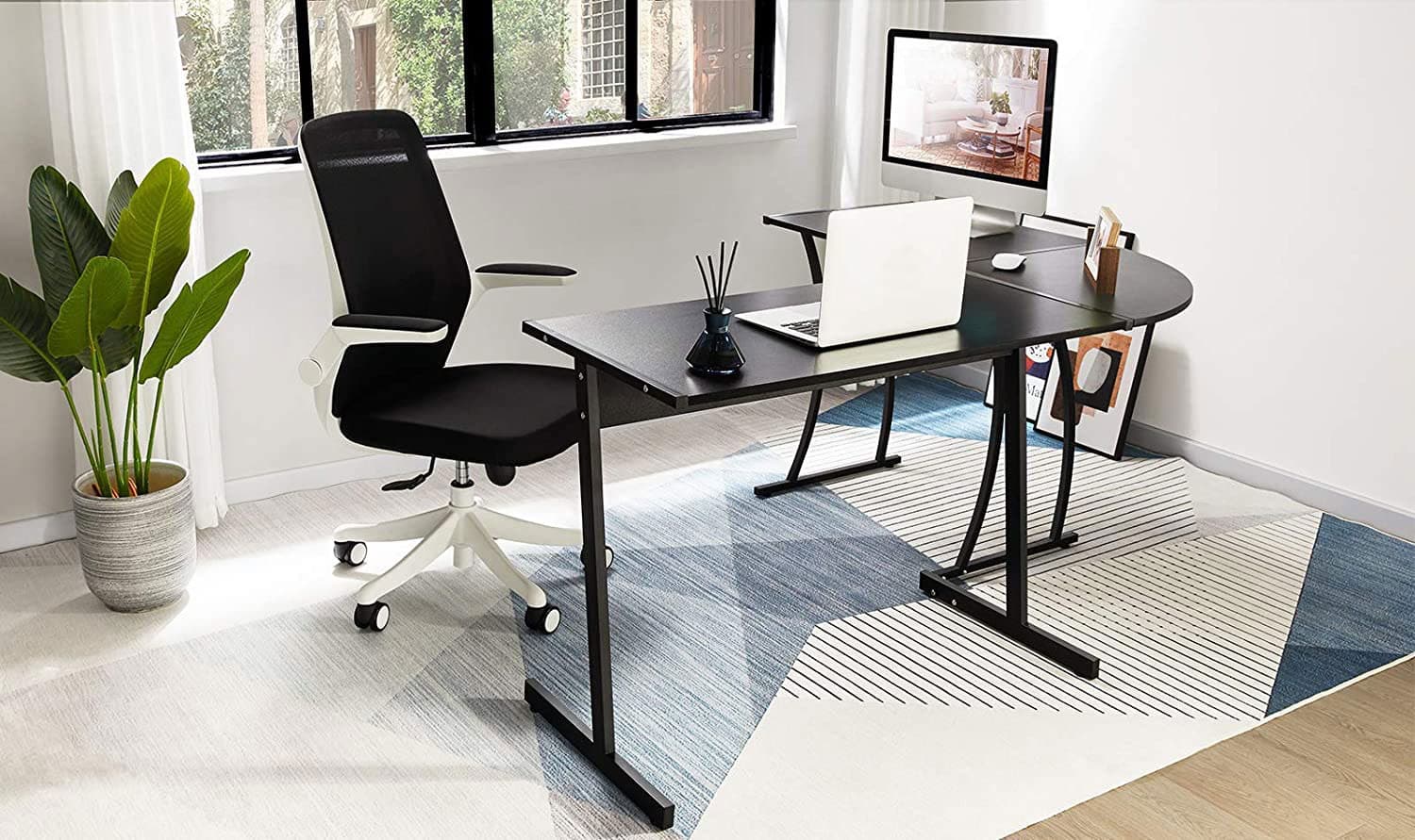 Biurko narożne gamingowe biurowe loft szkolny stół czarny