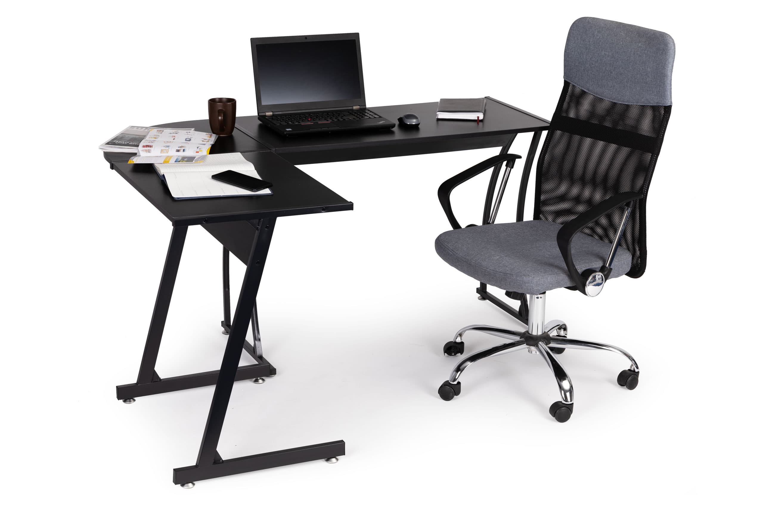 Biurko narożne gamingowe biurowe loft szkolny stół czarny