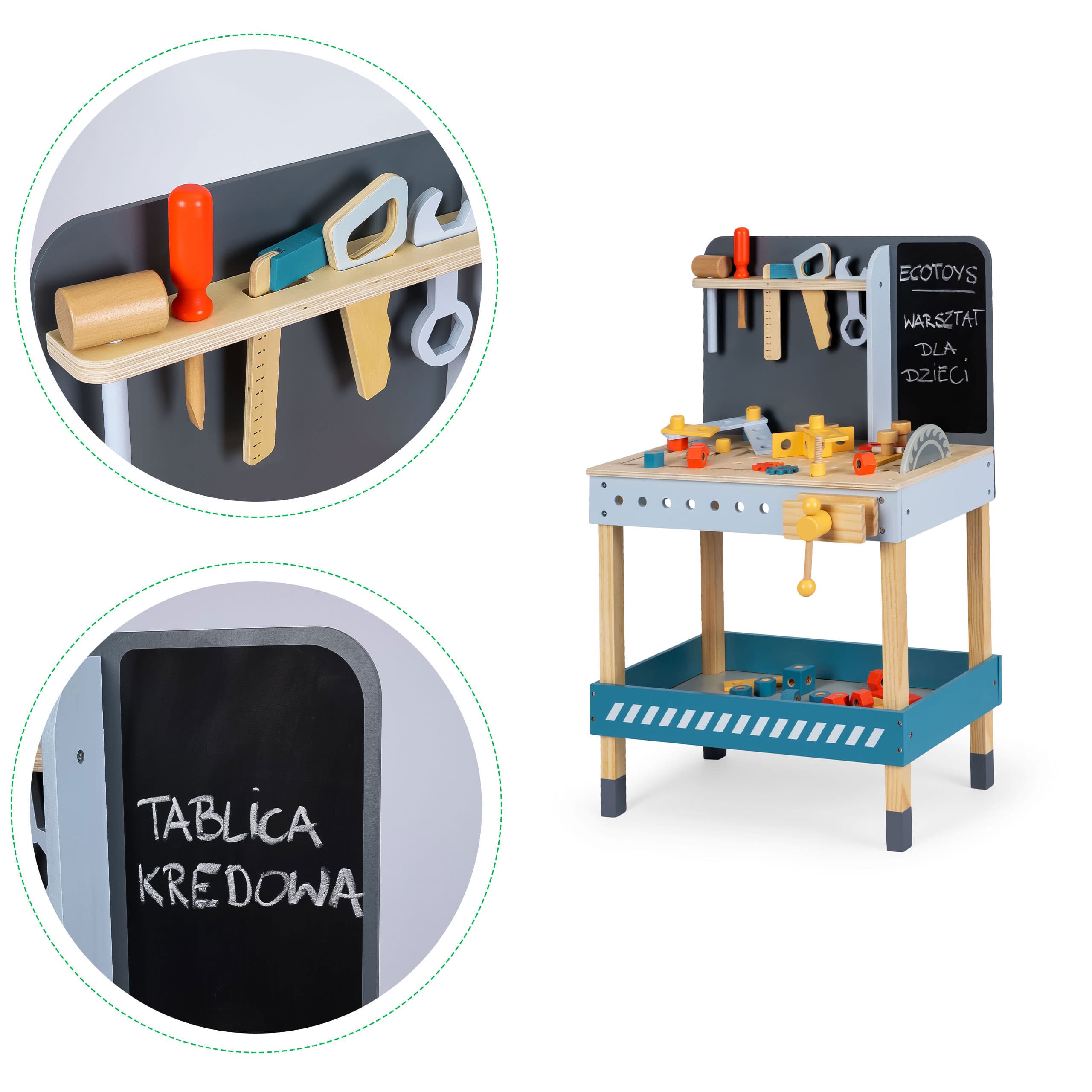 Drewniany warsztat z narzędziami - 47 el. ecotoys