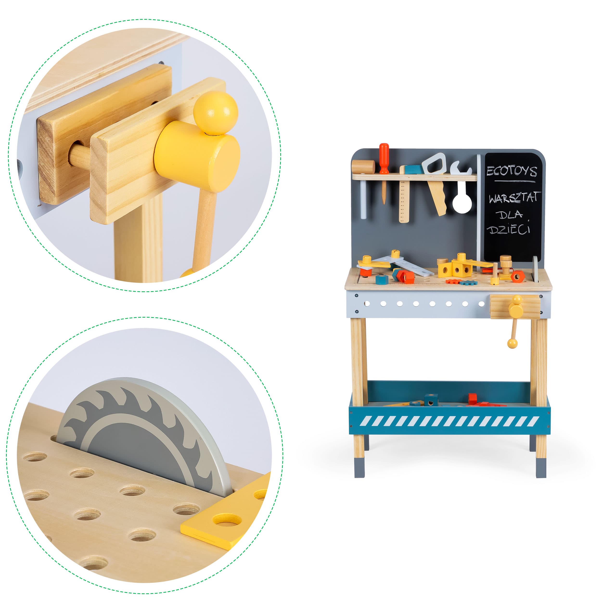 Drewniany warsztat z narzędziami - 47 el. ecotoys