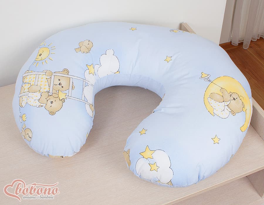 Poduszka rogal- Fasolka do karmienia- Basic drabinki niebieskie