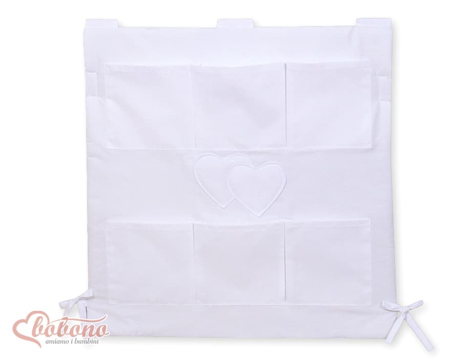 Przybornik z kieszonkami- Serduszka białe