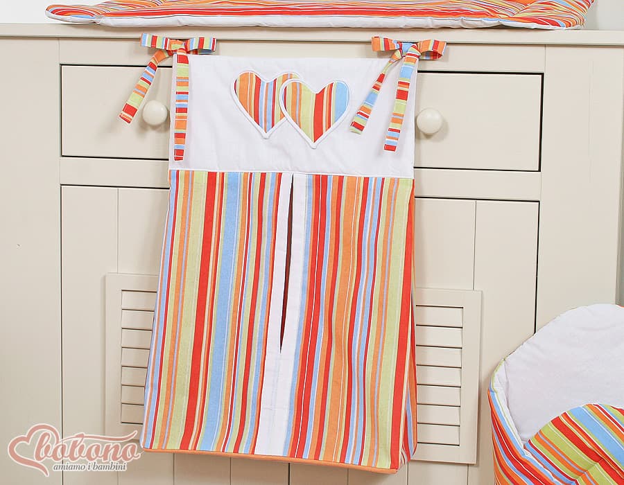 Przybornik- Torba na pampersy- Wiszące serduszka paseczki pomarańczowe