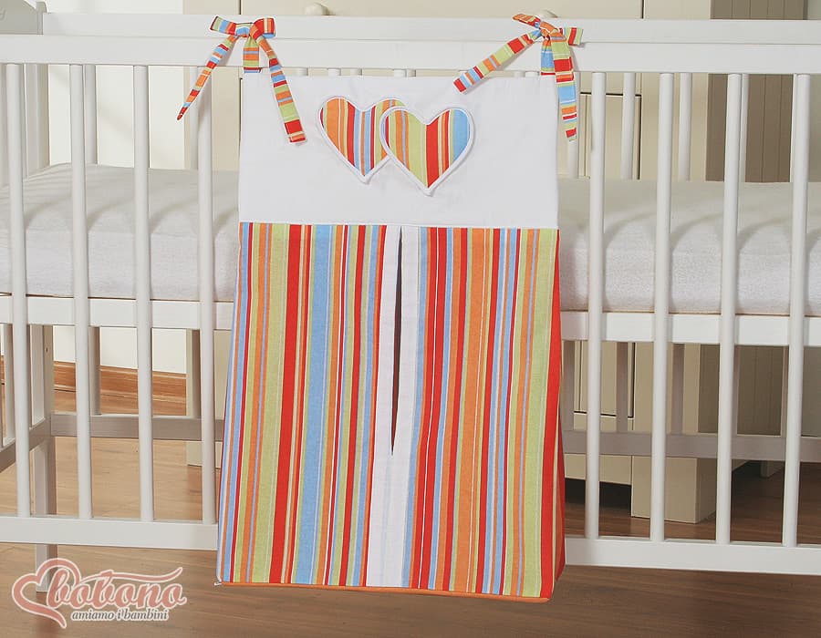 Przybornik- Torba na pampersy- Wiszące serduszka paseczki pomarańczowe