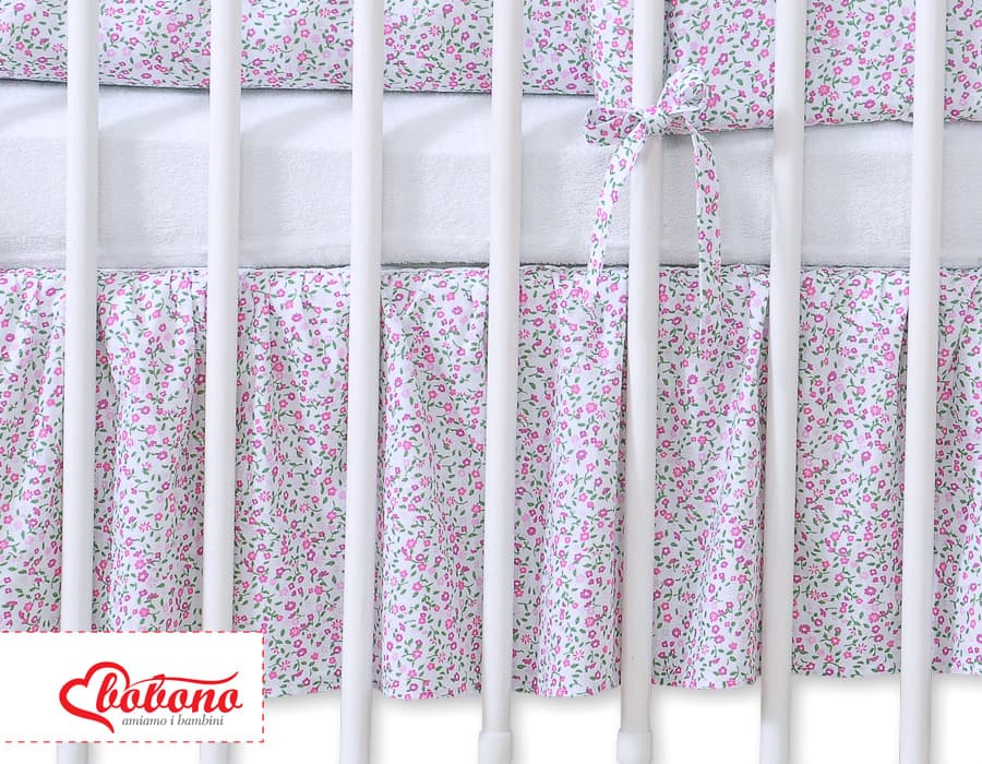 Falbanka maskująca 140x70cm- Wiszące serduszka łączka różowa