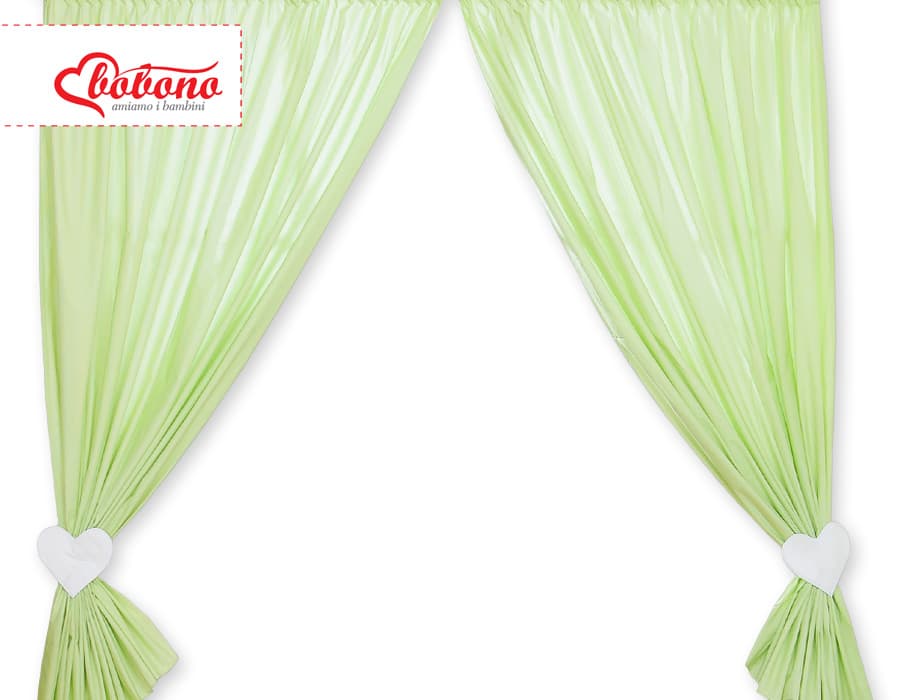 Zasłonki do pokoju dziecięcego- Wiszące serduszka paseczki zielone