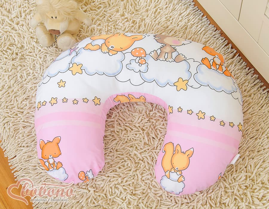 Poduszka do karmienia- Basic leśne zwierzątka różowe