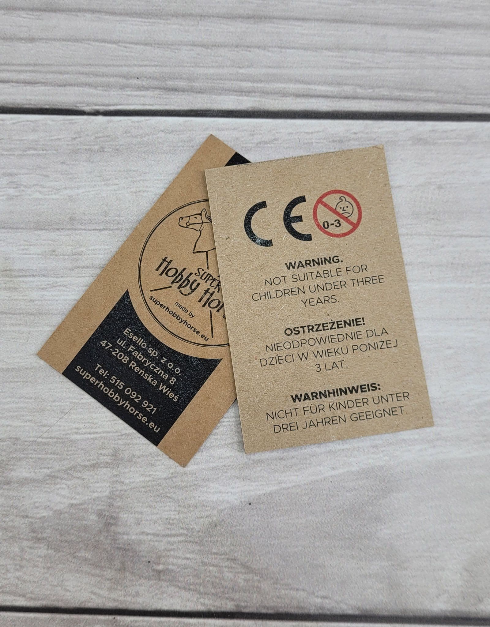 Hobby Horse Mały koń na kiju Premium - tarantowaty biało-brązowy z czarną grzywą A4