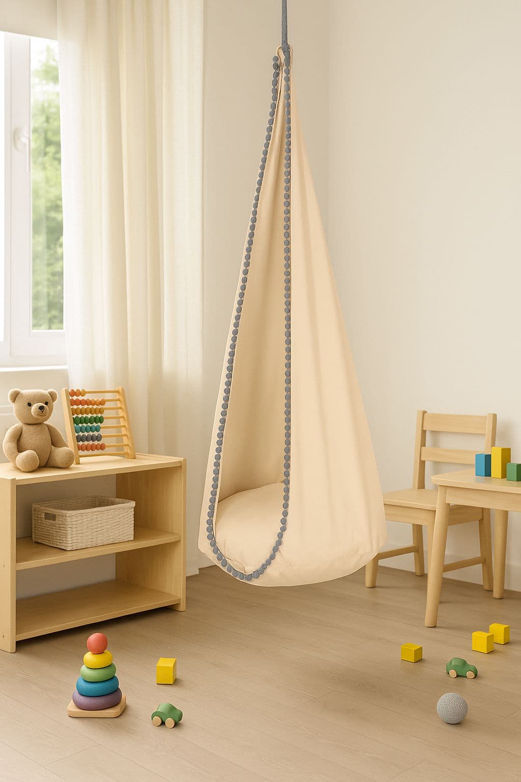 Wisząca huśtawka hamak kokon My Sweet Baby - beżowy