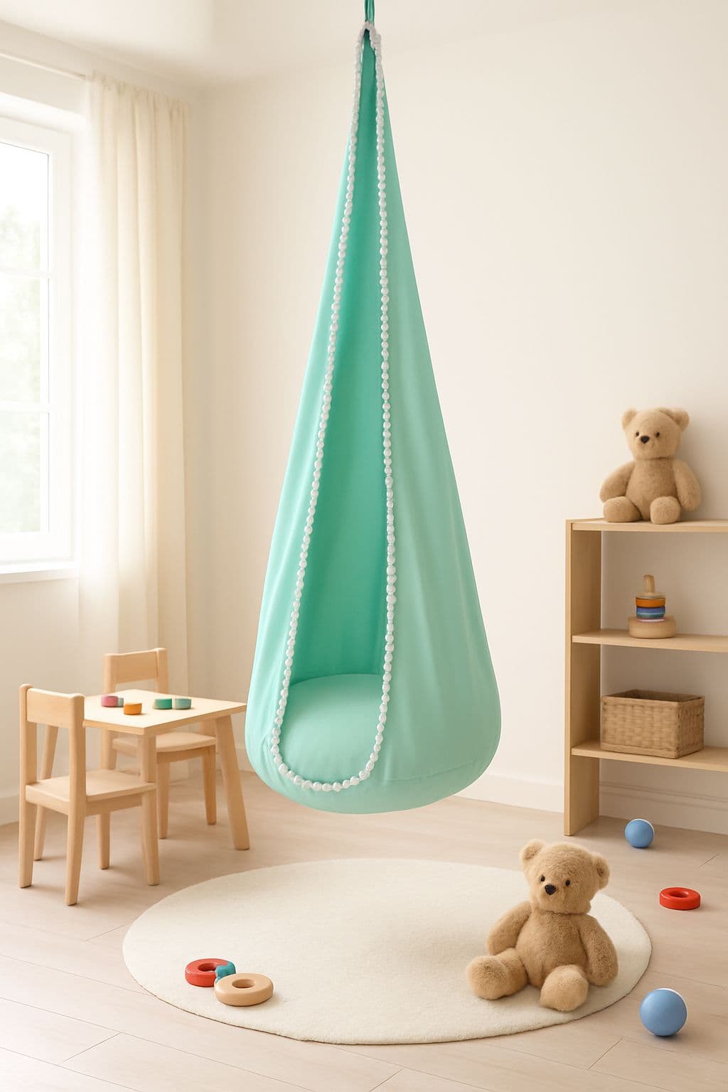 Wisząca huśtawka hamak kokon My Sweet Baby - miętowa