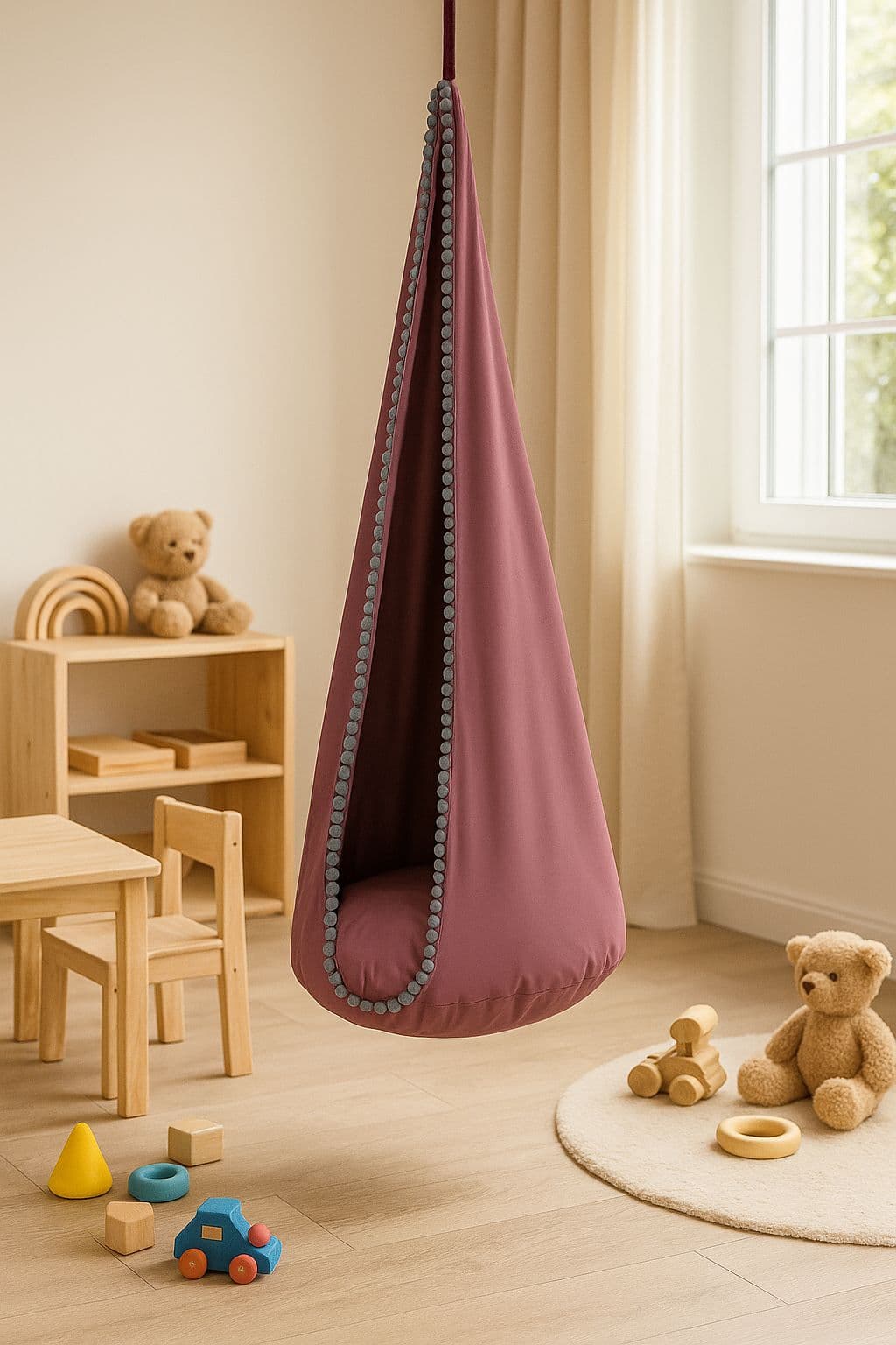 Wisząca huśtawka hamak kokon My Sweet Baby -  róż retro