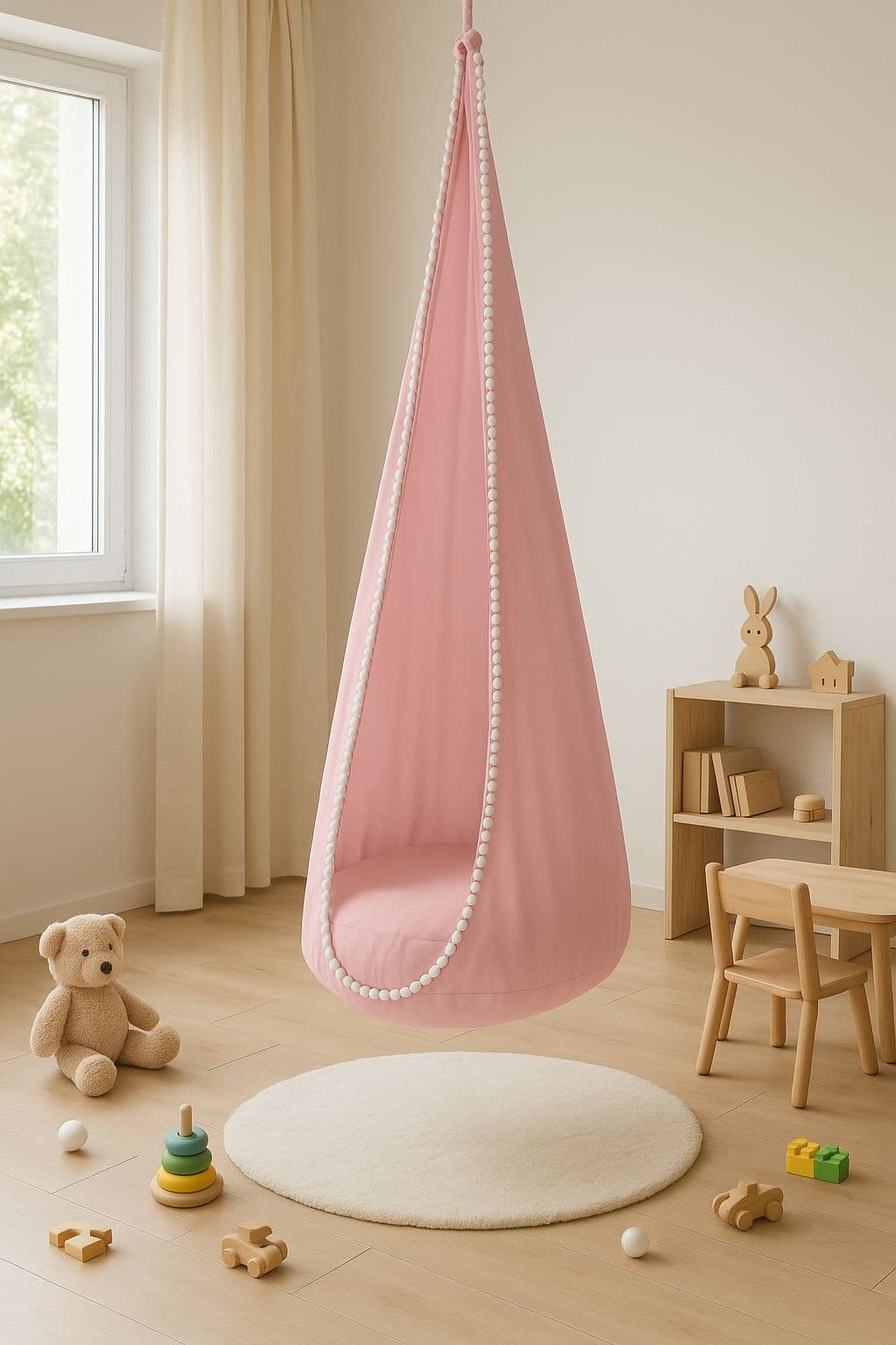 Wisząca huśtawka hamak kokon My Sweet Baby - różowy