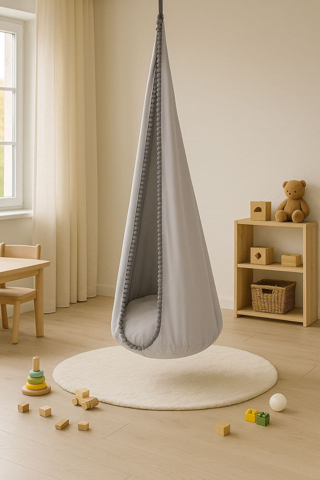 Wisząca huśtawka hamak kokon My Sweet Baby - szara