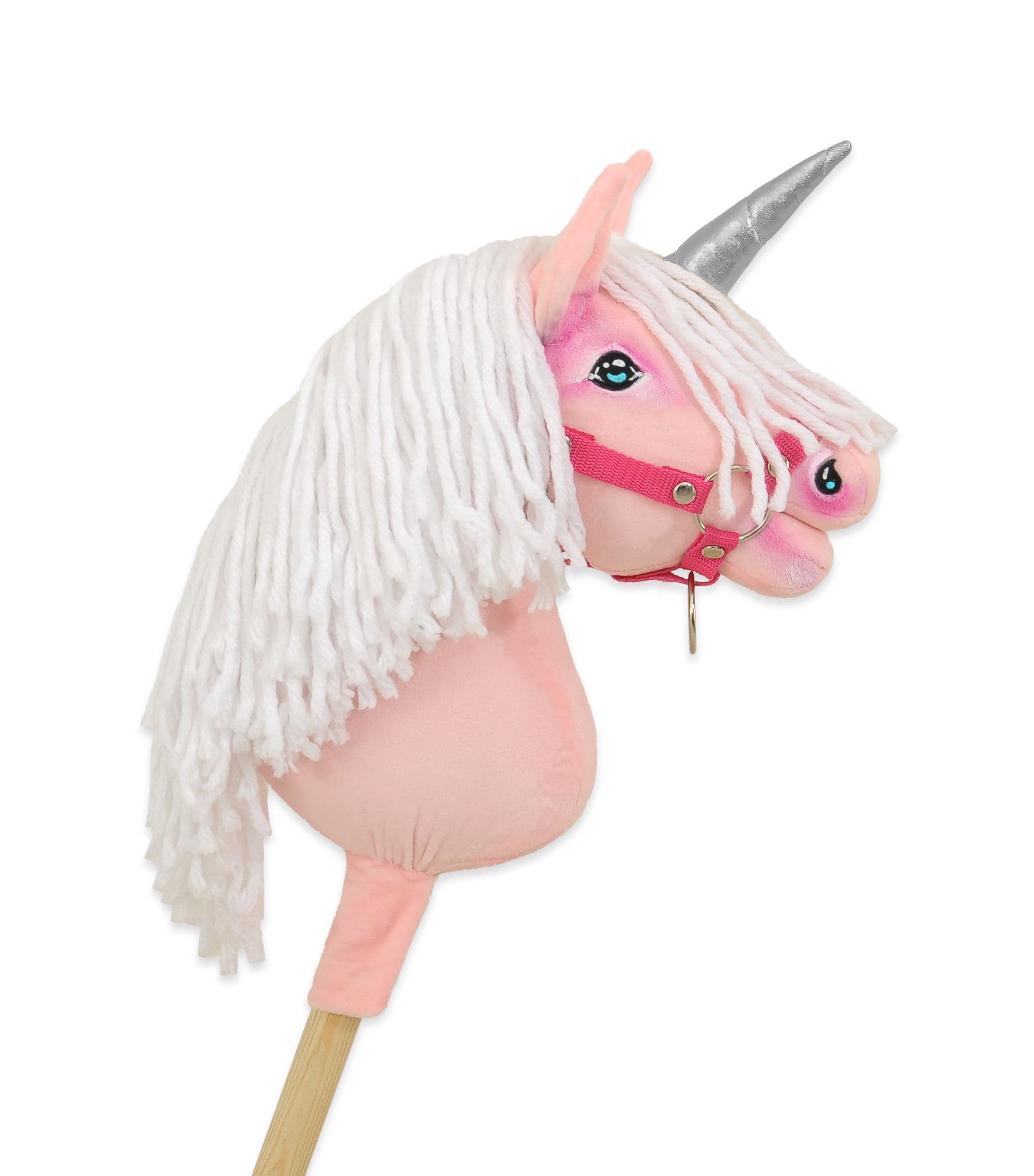 Hobby Horse Jednorożec na kiju mały różowy z białą grzywą i srebrnym rogiem