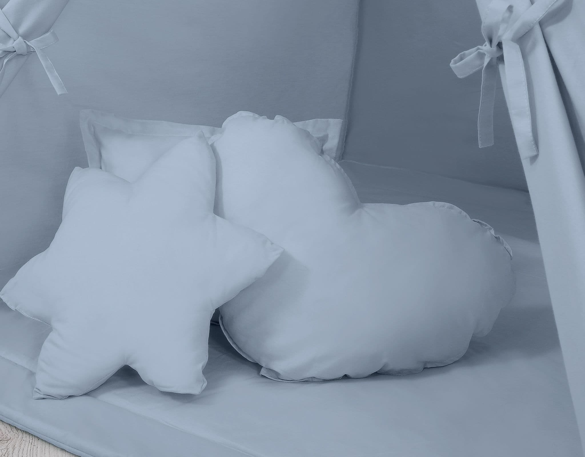 Namiot TIPI dla dzieci +mata + zawieszki pióra - brudny niebieski