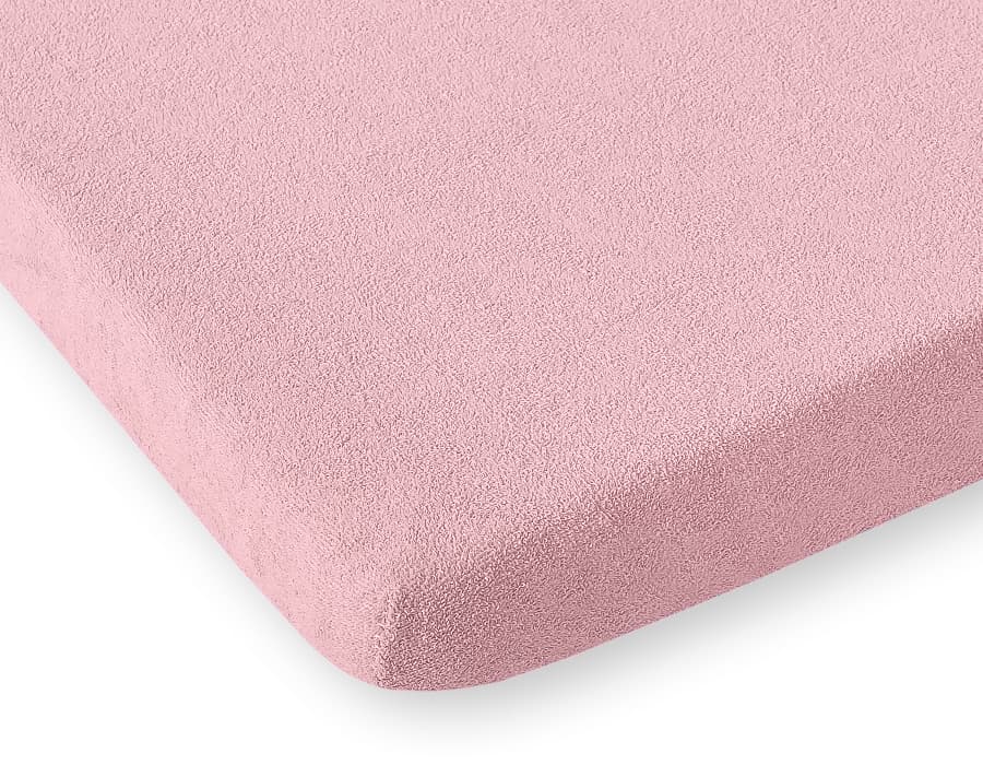 Prześcieradło frotte do łóżeczka 140x70cm- brudny róż